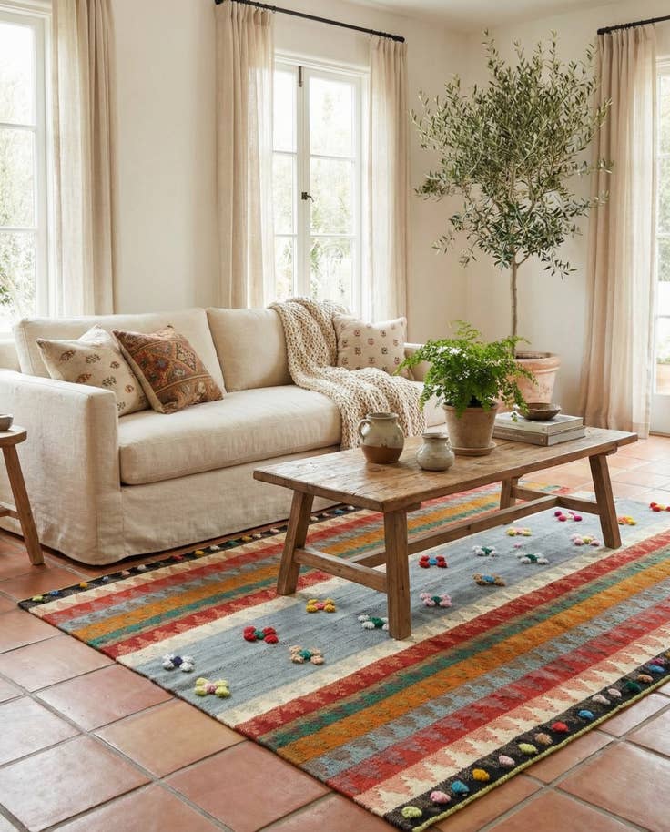 Detail image of 4' 6 x 5' 9 Jajim Rug