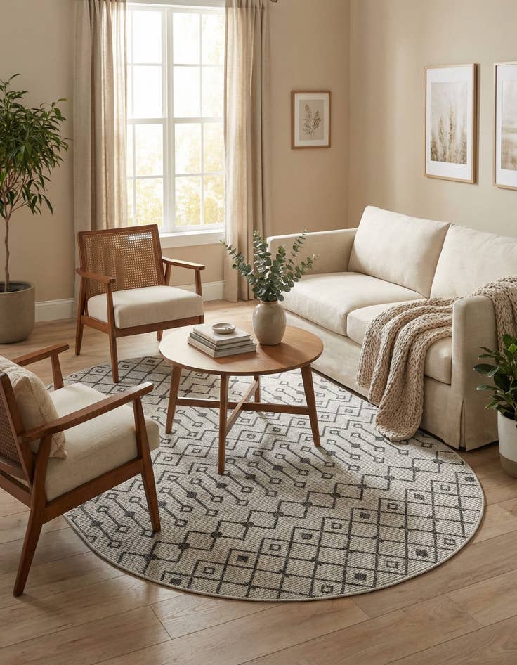 Detail image of 5' 3 x 8'  Washable Trellis Indoor / Outdoor Oval Rug