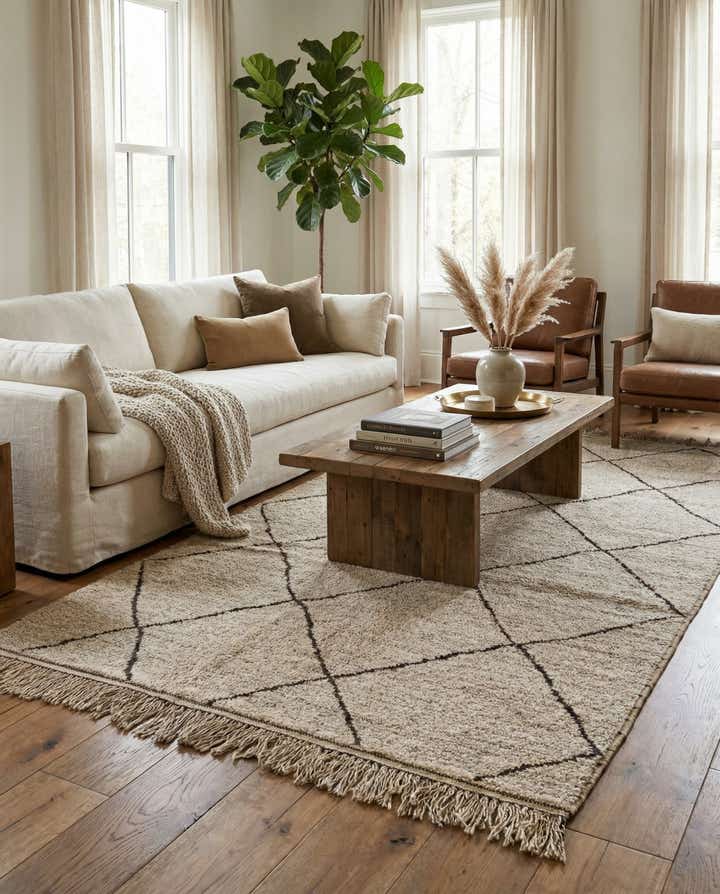 5' 11 x 9' 6 Hand Knotted Moroccan Wool Rug