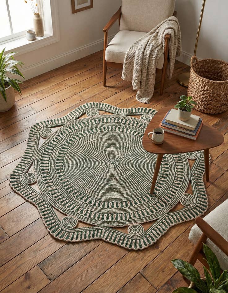 Detail image of  5' 1 x 5' 1  Hand Braided Jute Round Rug