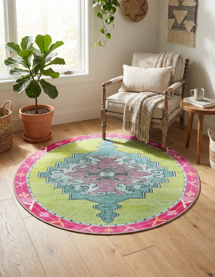 3' 6 x 3' 6 Washable Timeless Round Rug