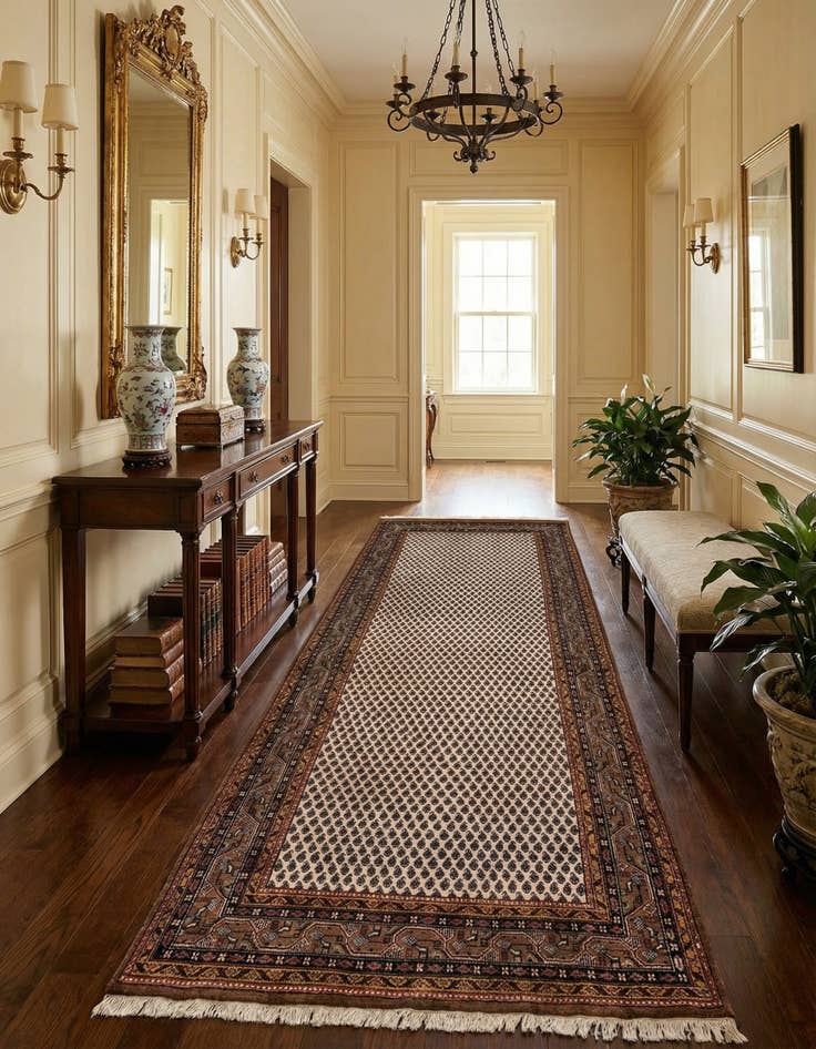 Detail image of 5' 3 x 10' 4 Hand Knotted Mir Wool Runner Rug