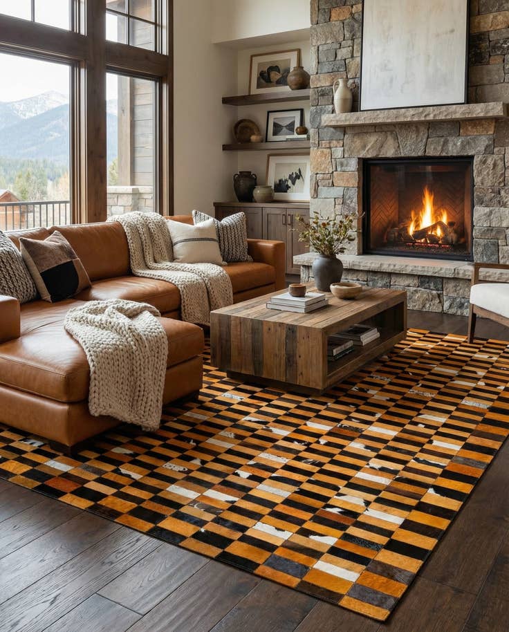 Detail image of 8' 1 x 9' 11 Cowhide - Patchwork Rug