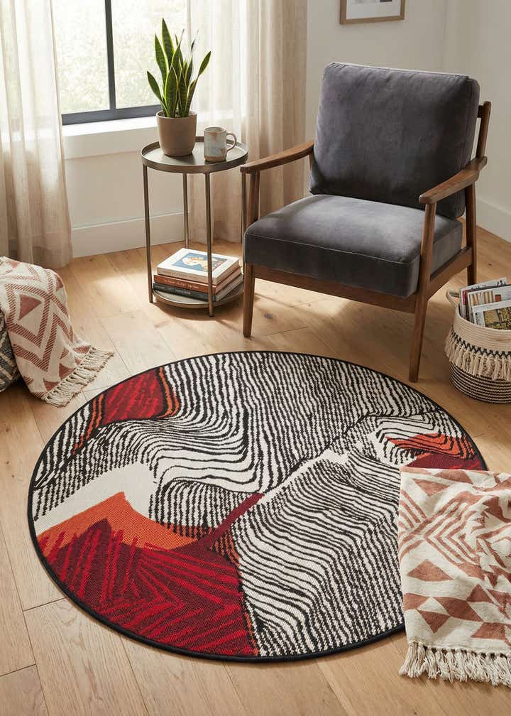 3' x 3' Easy-Clean Modern Indoor / Outdoor Round Rug