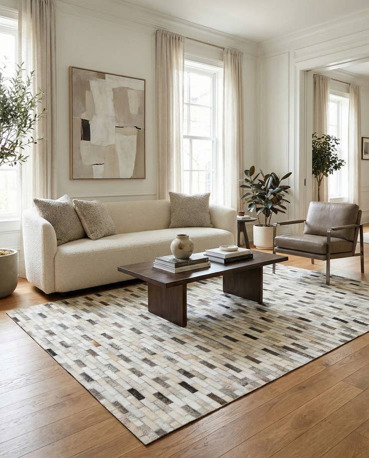 Detail image of 4' x 5' 11 Cowhide Stocks Rug