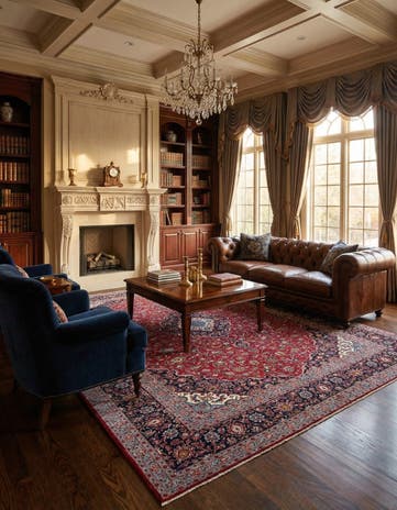 9' 9 x 13' 1 Hand Knotted Kashan Persian Wool Rug