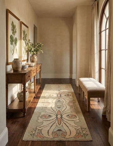 4' 2 x 11' 5 Hand Knotted Oushak Wool Runner Rug