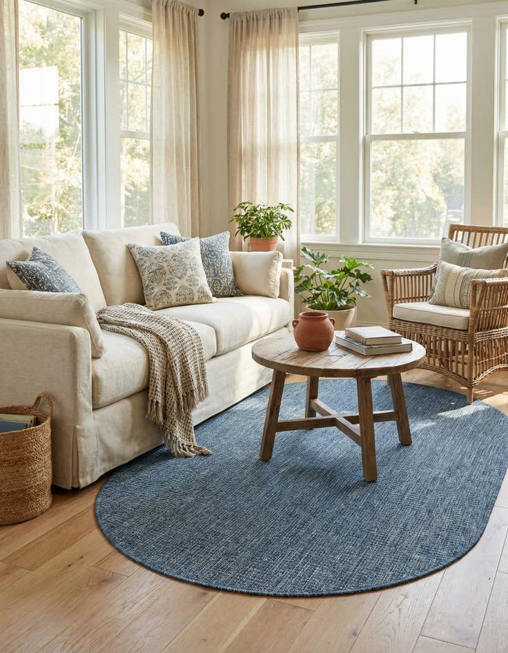 Detail image of 3' x 5' 3  Washable Solid Indoor / Outdoor Oval Rug