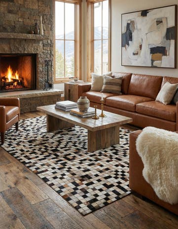 5' 1 x 7' 10 Cowhide Leather Rug
