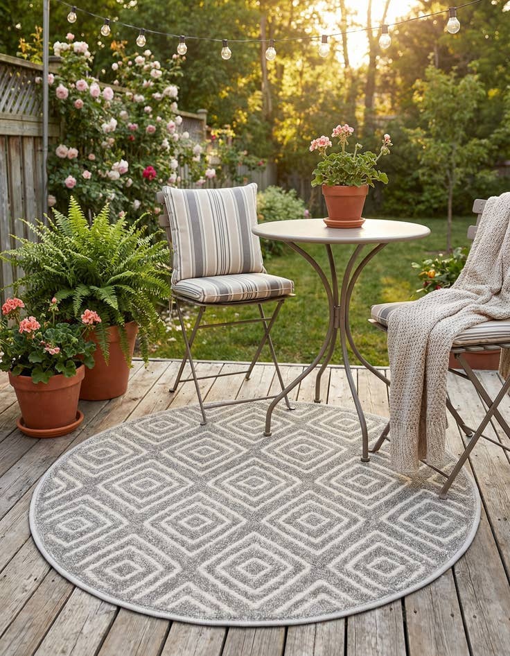 Detail image of 3' x 3'  Washable Sabrina Soto Indoor / Outdoor Round Rug