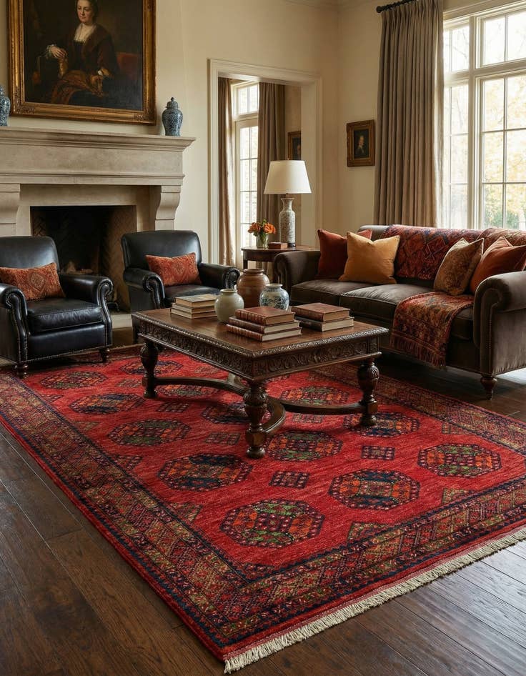 Detail image of  6' 9 x 10' Ersari Afghan Wool Rug