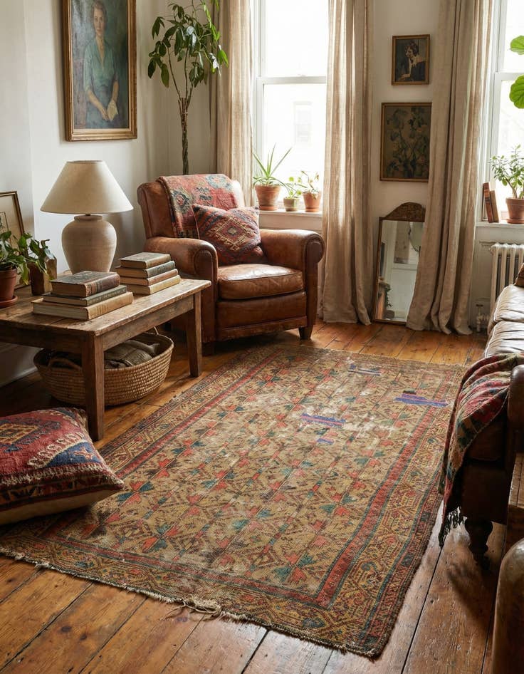 Detail image of  3' 4 x 6'  Hand Knotted Malayer Persian Wool Rug