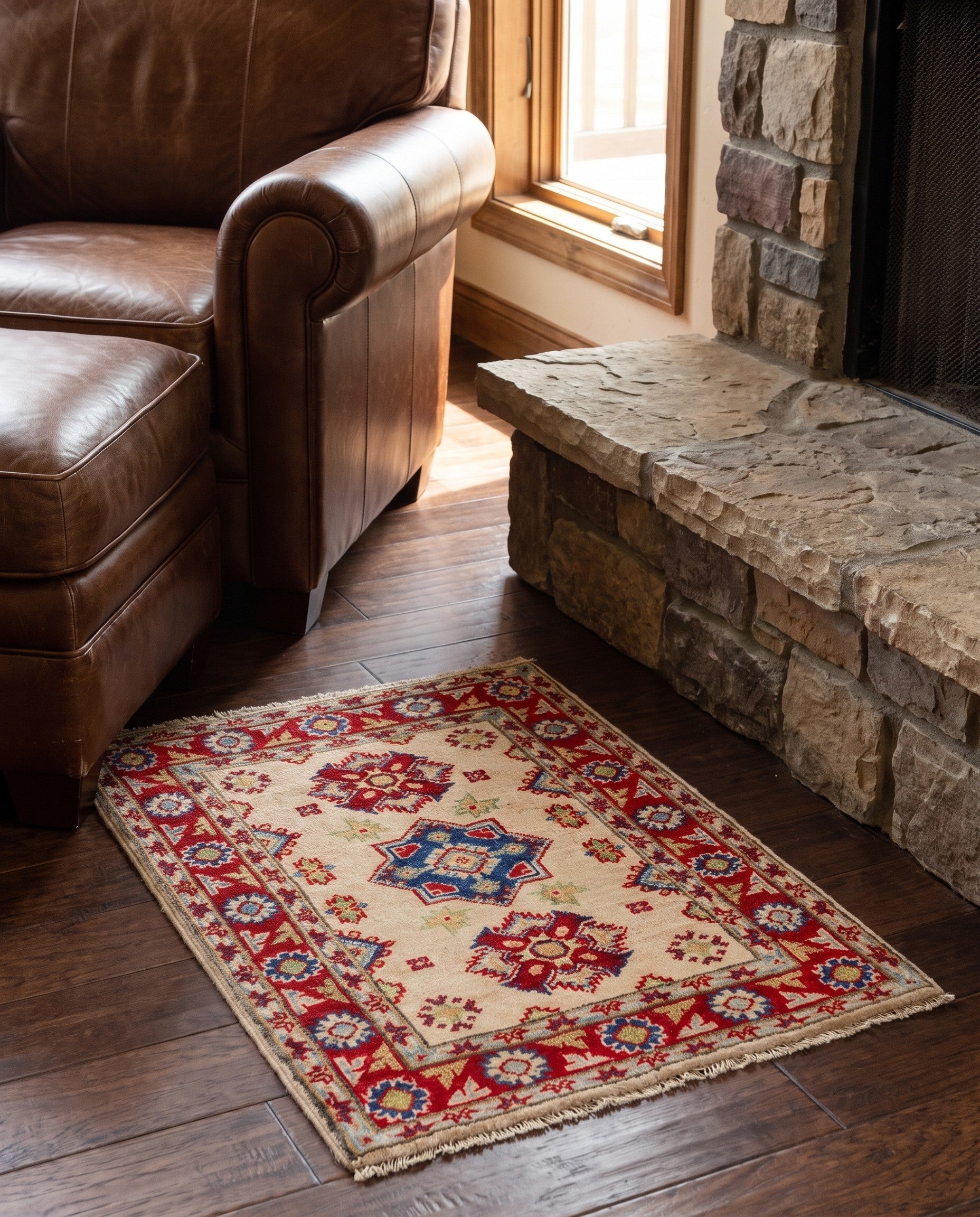 2' x 3' 1 Hand Knotted Kazak Rug