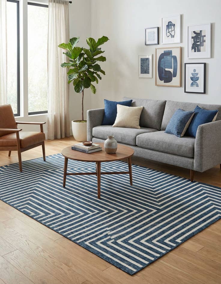 Detail image of  5' 3 x 8'  Washable Modern Indoor / Outdoor Rug