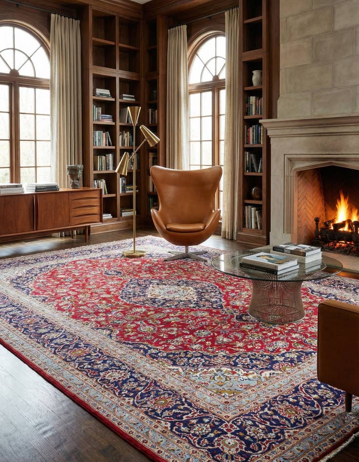 Detail image of 10' x 12' 9  Hand Knotted Kashan Persian Wool Rug