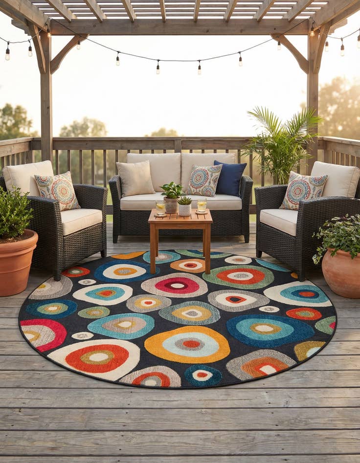 Detail image of 7' 10 x 7' 10 Easy-Clean Casablanca Indoor / Outdoor Round Rug