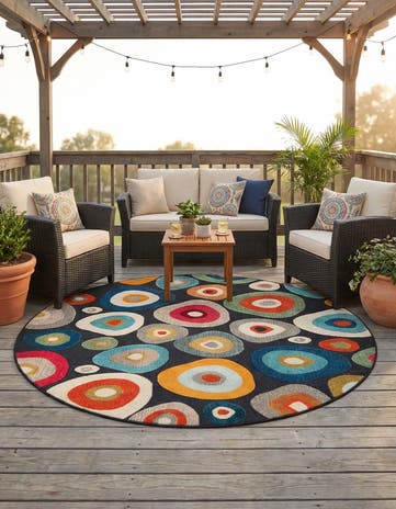 7' 10 x 7' 10 Easy-Clean Casablanca Indoor / Outdoor Round Rug