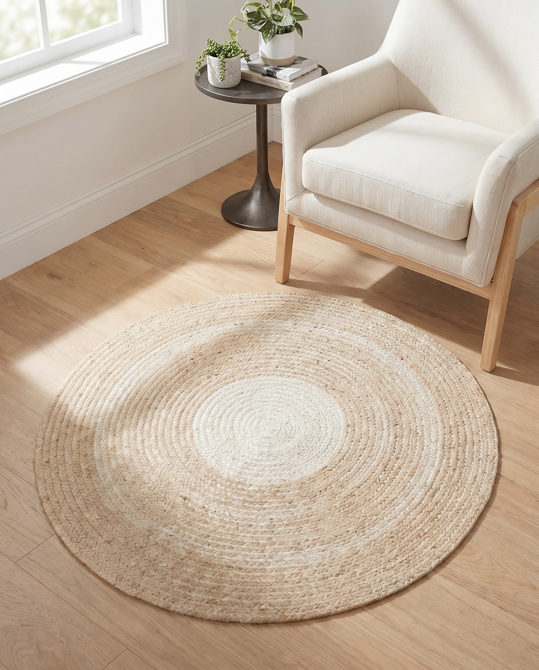 3' 1 x 3' 1 Handmade Hand Braided Wool Round Rug