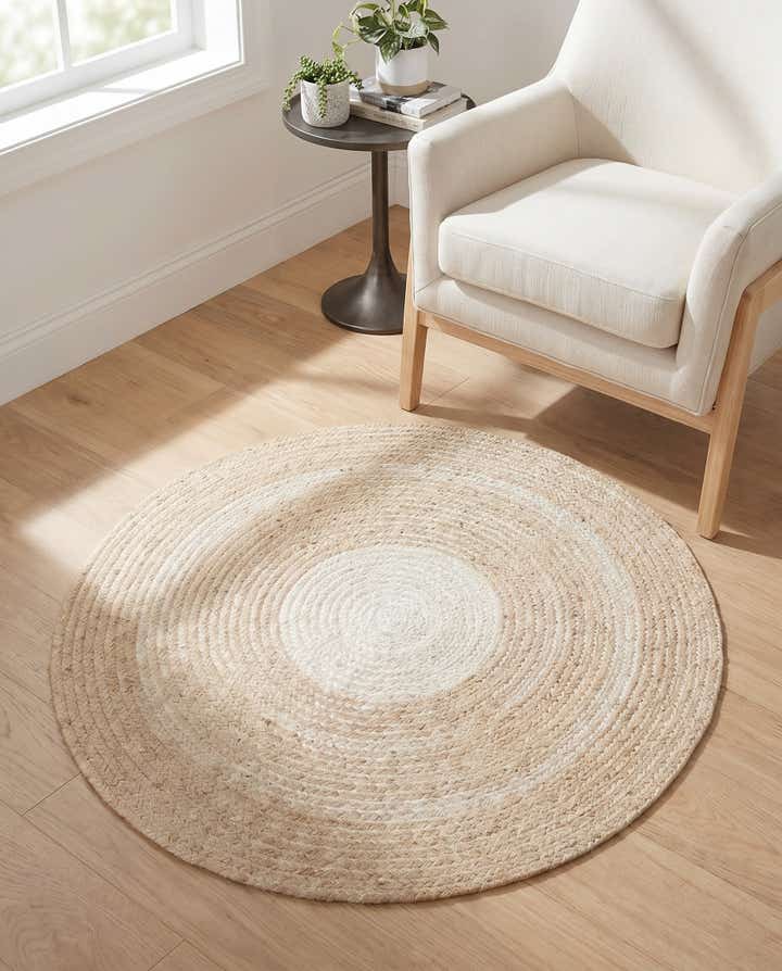 3' 1 x 3' 1 Handmade Hand Braided Wool Round Rug