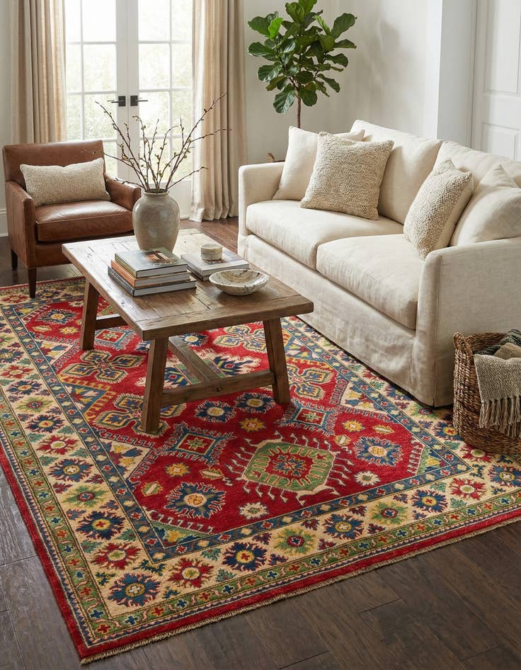 Detail image of 5' 10 x 9' 2  Hand Knotted Kazak Rug