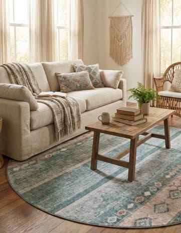 7' 6 x 7' 6 Washable Timeless Round Rug