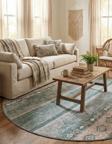 7' 6 x 7' 6 Washable Timeless Round Rug