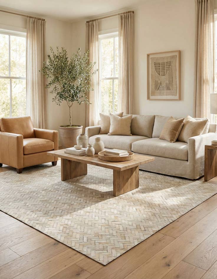 Detail image of 4' 10 x 7' 7 Cowhide Stocks Rug