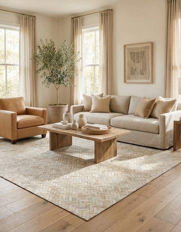 4' 10 x 7' 7 Cowhide Stocks Rug