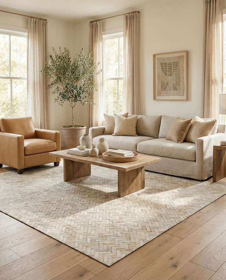 4' 10 x 7' 7 Cowhide Stocks Rug