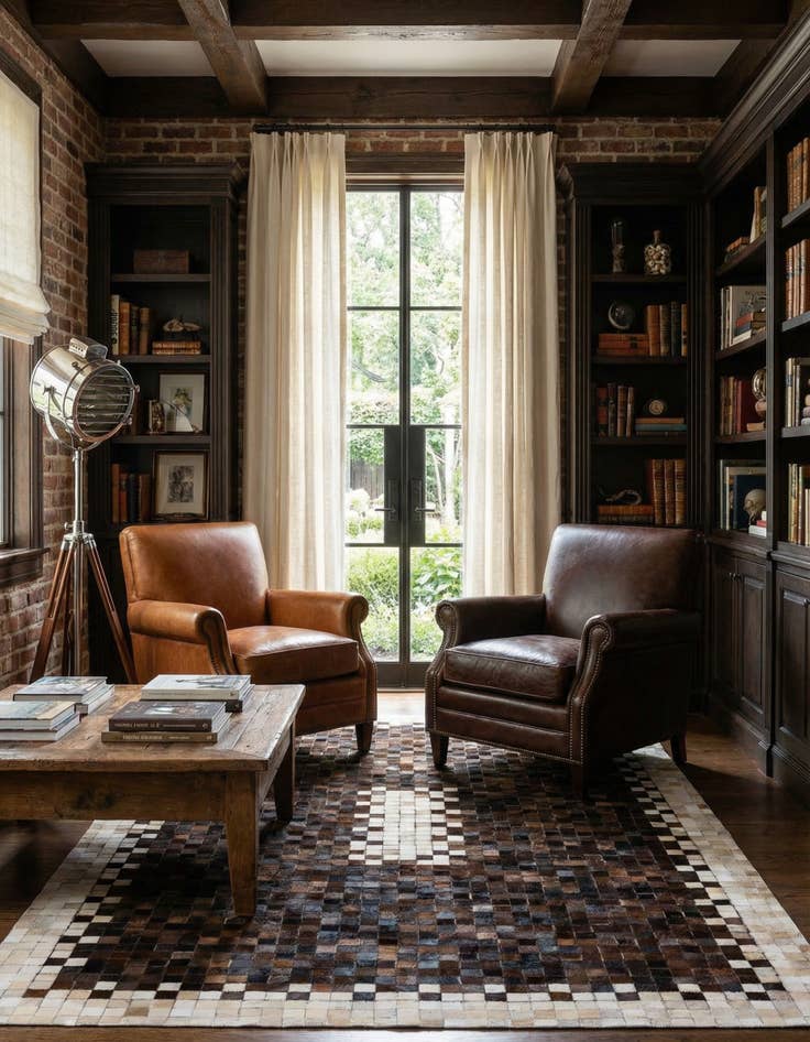 Detail image of 5' 2 x 8' 1 Cowhide Stocks Rug