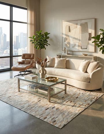 5' x 8' Cowhide Leather Rug