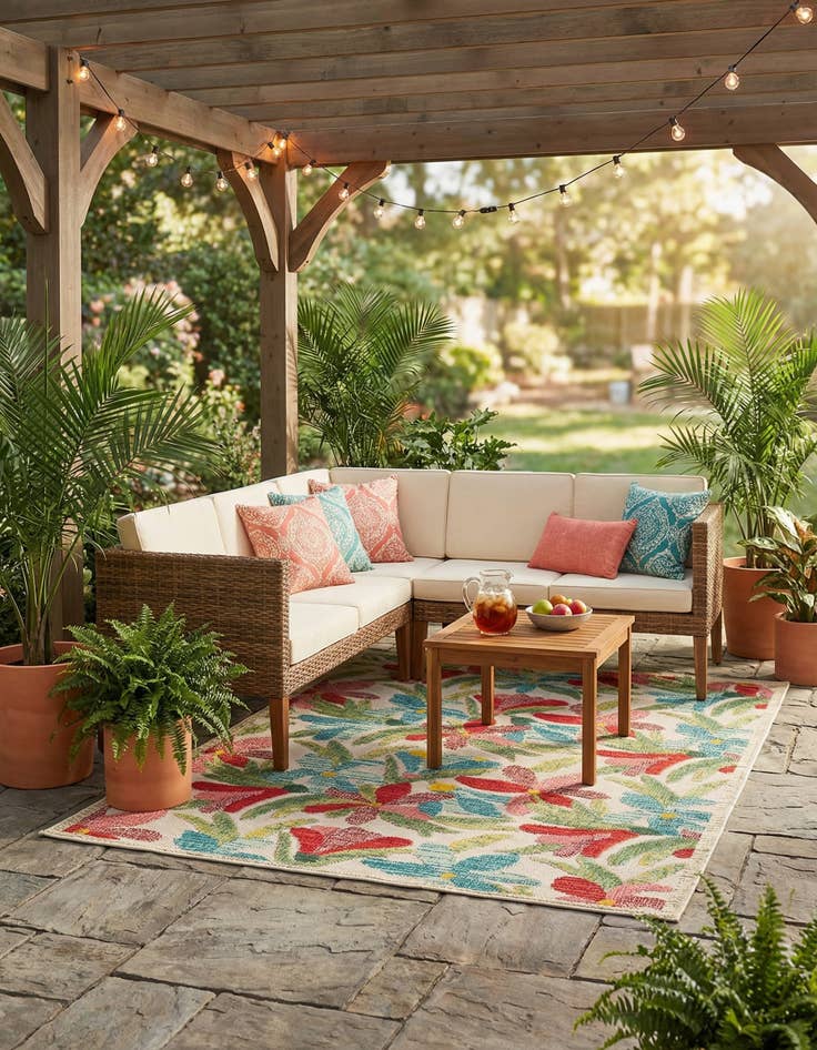 Detail image of 4' x 6' Easy-Clean Casablanca Indoor / Outdoor Rug