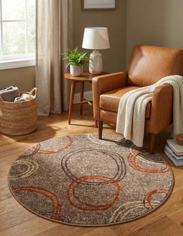 Light Brown Equinox Round Rug