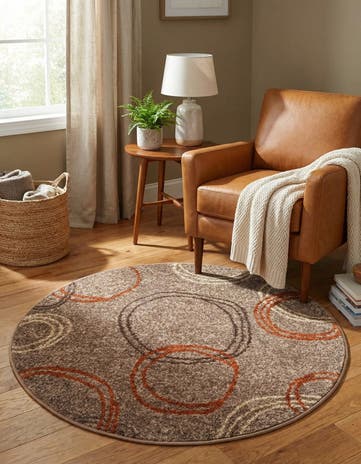 Light Brown Equinox Round Rug