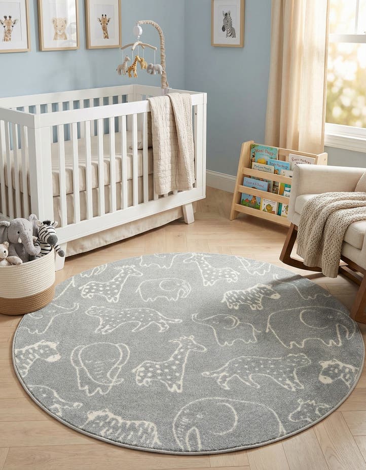 5' 3 x 5' 3 Animals Whimsy Kids Rou...