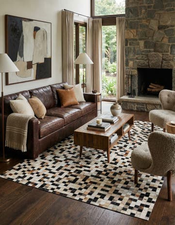 5' x 7' 10 Cowhide Leather Rug