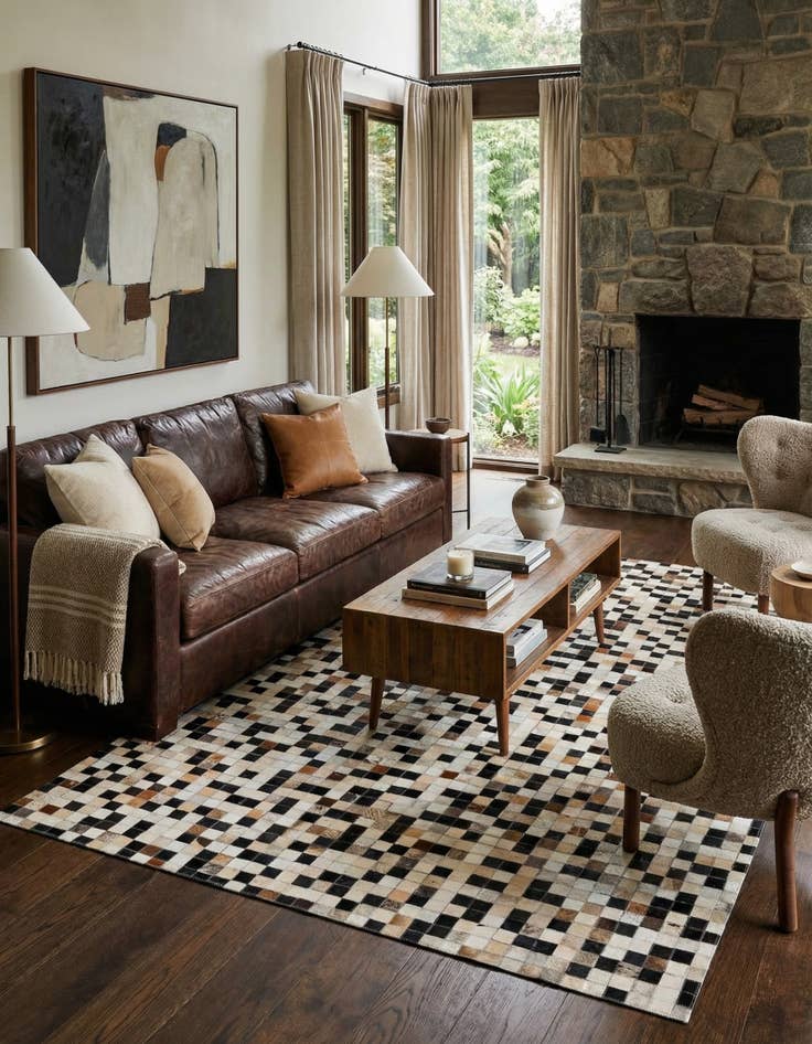 Detail image of  5' x 7' 10 Cowhide Leather Rug