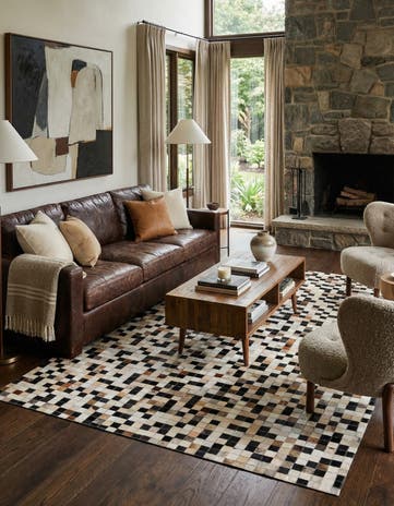 5' x 7' 10 Cowhide Leather Rug