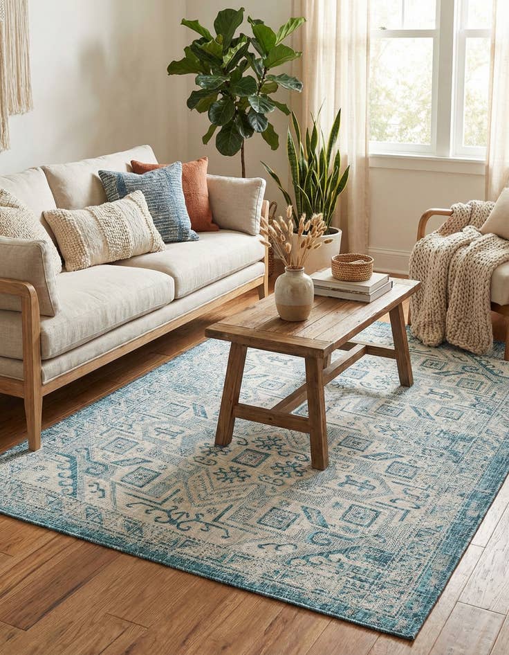 Detail image of  6' x 9'  Washable Aztec Indoor / Outdoor Rug