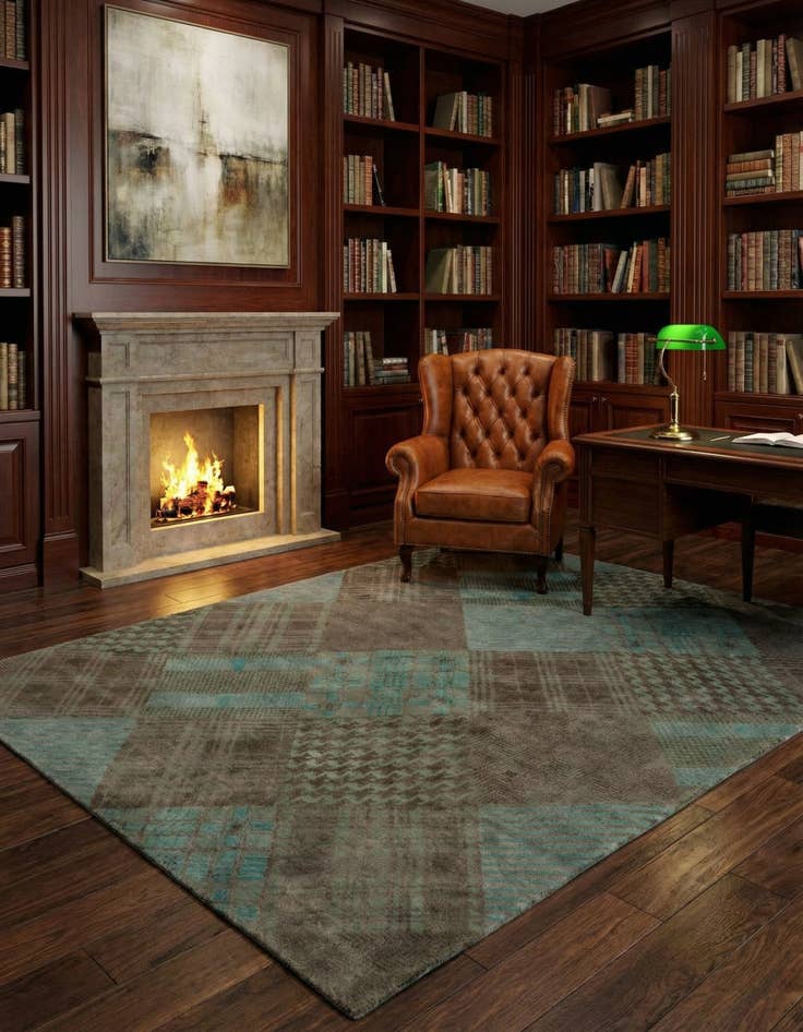 Detail image of 8' x 9' 10  Hand Knotted Modern Manshu Wool Rug