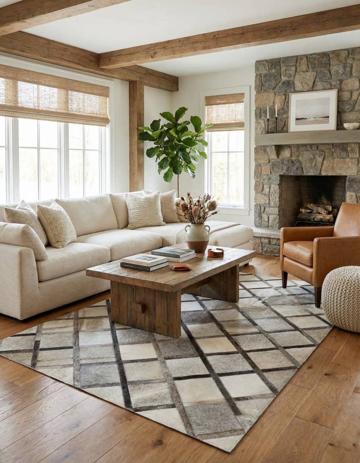 Detail image of 4' 1 x 6' 3 Cowhide Stocks Rug