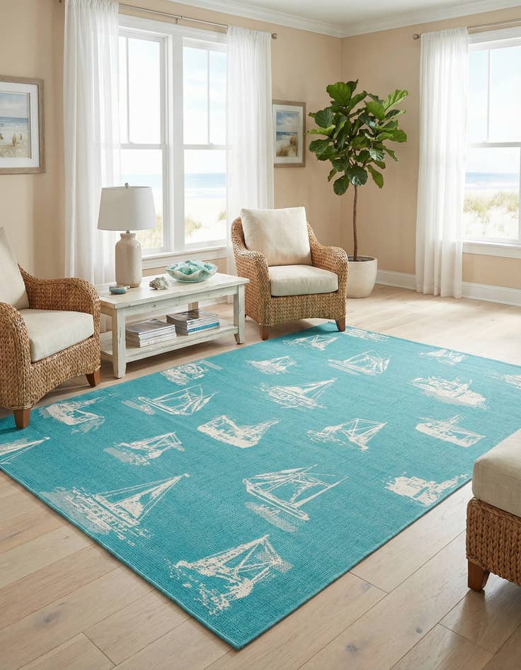 Detail image of 6' x 9' Easy-Clean Coastal Indoor / Outdoor Rug