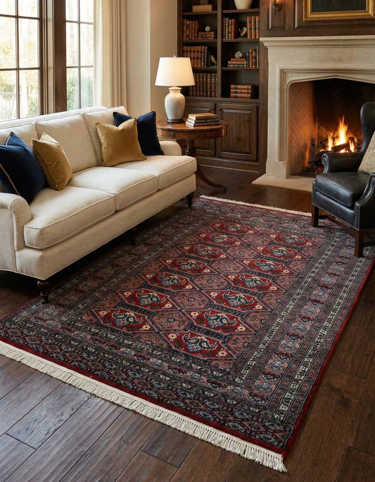 Detail image of  4' 3 x 5' 10  Hand Knotted Bokhara Oriental Wool Rug