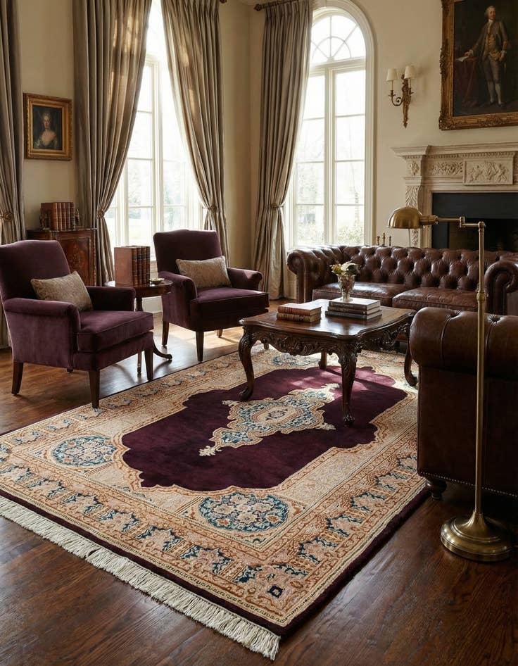 Detail image of 4' 6 x 6' 7  Hand Knotted Kerman Wool Rug