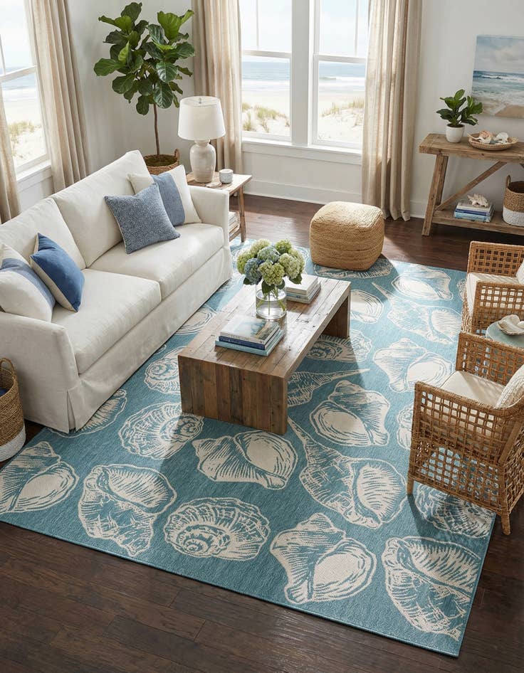 Detail image of 10' x 14' Easy-Clean Coastal Indoor / Outdoor Rug