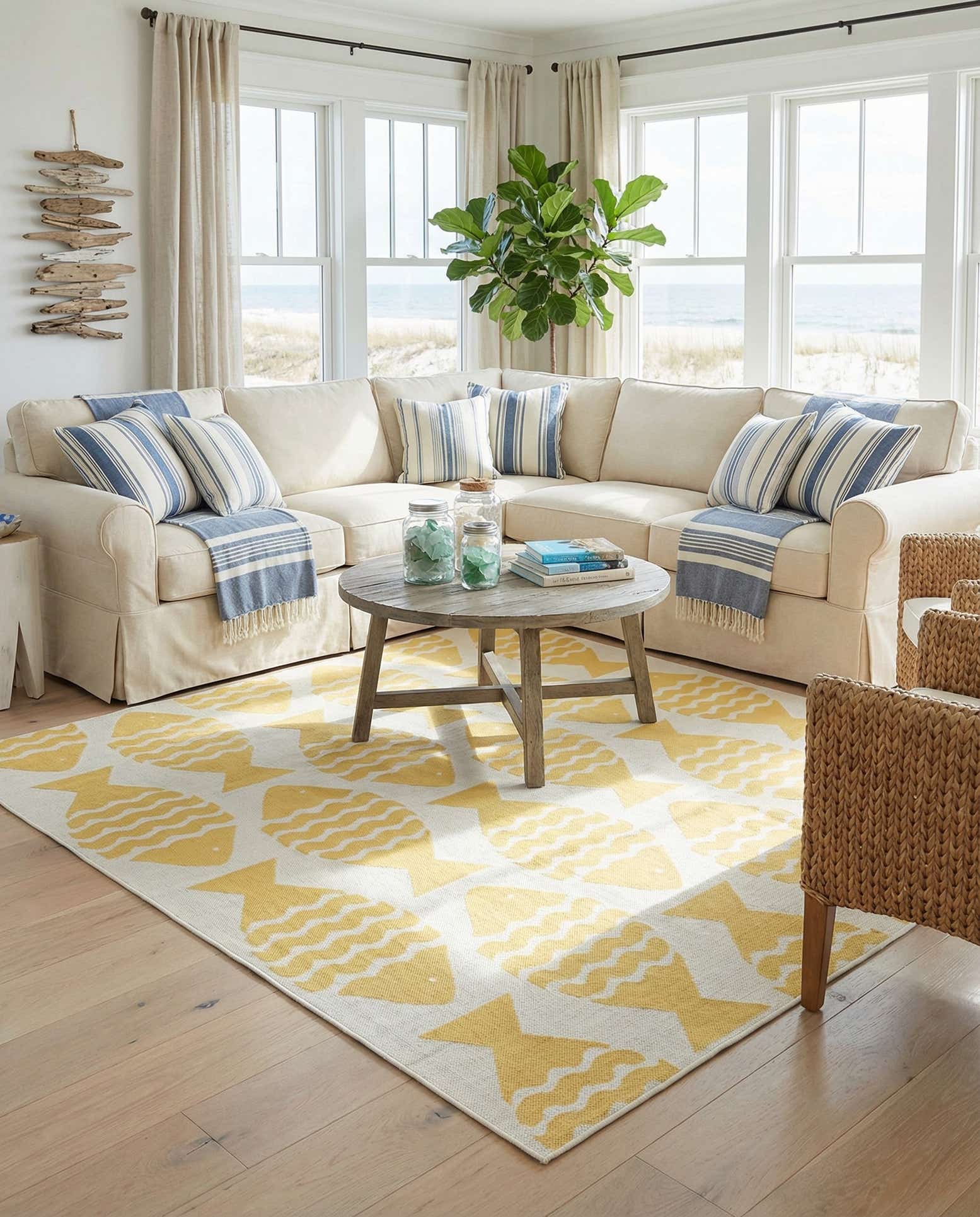 7' 10 x 7' 10 Easy-Clean Coastal Indoor / Outdoor Square Rug