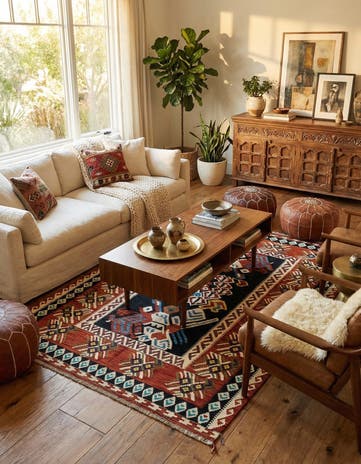 5' 2 x 6' 11 Hand Knotted Marok Kilim Rug