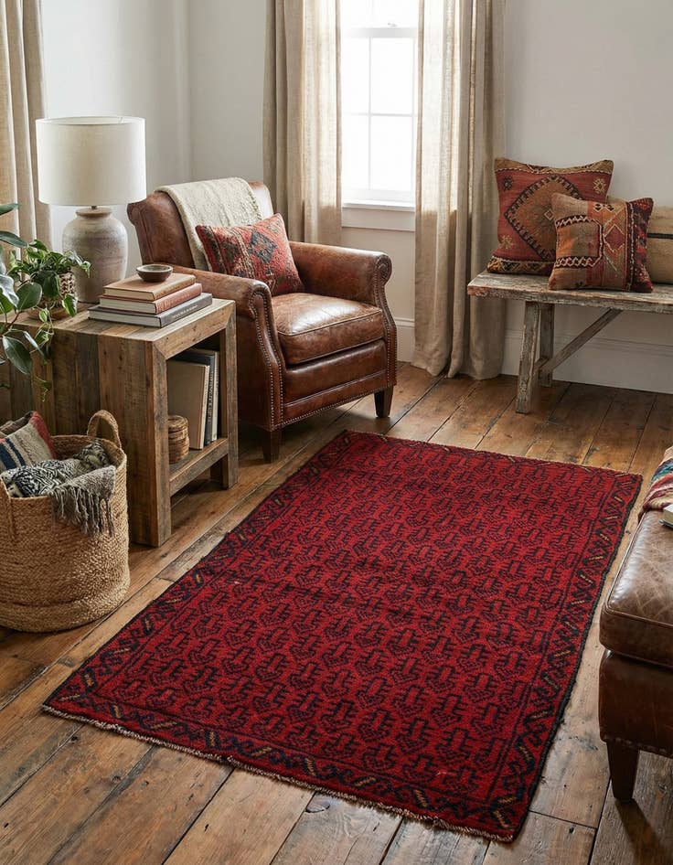 Detail image of  3' x 4' 6  Hand Knotted Balouch Persian Wool Rug