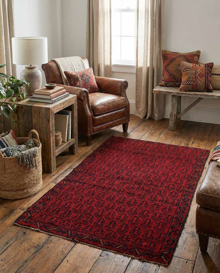 3' x 4' 6 Hand Knotted Balouch Persian Wool Rug