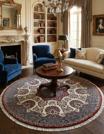9' x 9' 1 Hand Knotted Jaipur Agra Wool Round Rug